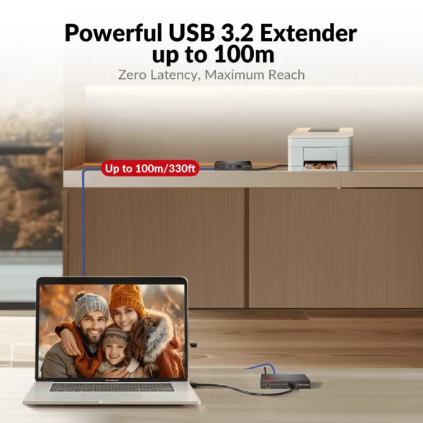 High-End USB 3.2 Extender with Zero Latency, up to 100m/330ft over Cat 6a/7, 4x USB 3.0 Ports, Ideal for Gaming & Streaming            U3EX100 - Image 3